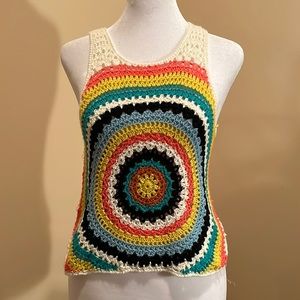 Altar’d State Boho crochet rainbow tank.
